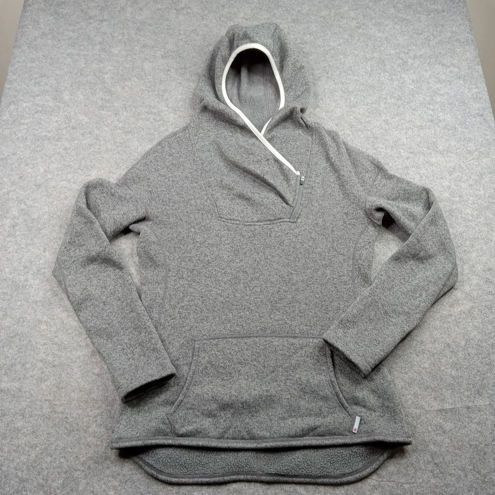 Stio‎ Hoodie Womens Medium Gray Fleece Pullover Asym Half Zip Kangaroo Pocket